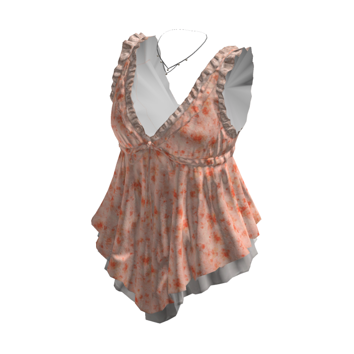 Coquette Floral Babydoll Top w/ Necklace (Orange)