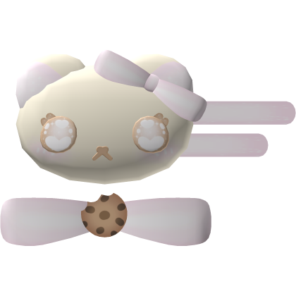 cute beige bear hairclip w/ yummy cookie bow Roblox item