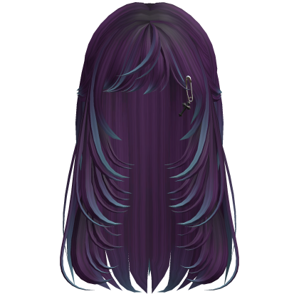 Long Layered Side Bang Hair - Purple & Blue