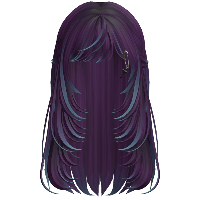Long Layered Side Bang Hair - Purple & Blue