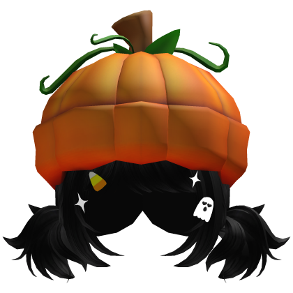 Halloween Pumpkin Hat w/ Cute Pigtails (Black)