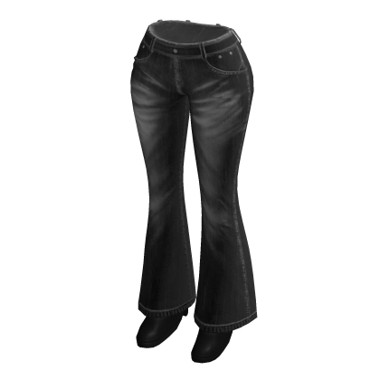 🍀Y2K Flare Pants with Heels(Washed Black)