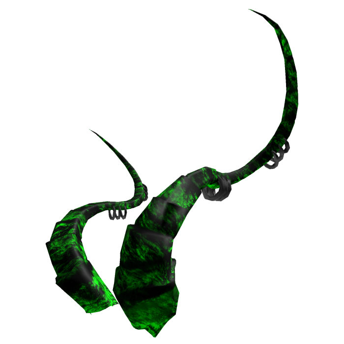 Toxic Green Big Curved Dragon Demon Horns w/ Rings