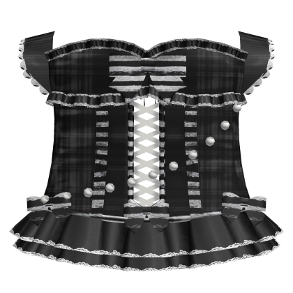 checkered bow goth dress