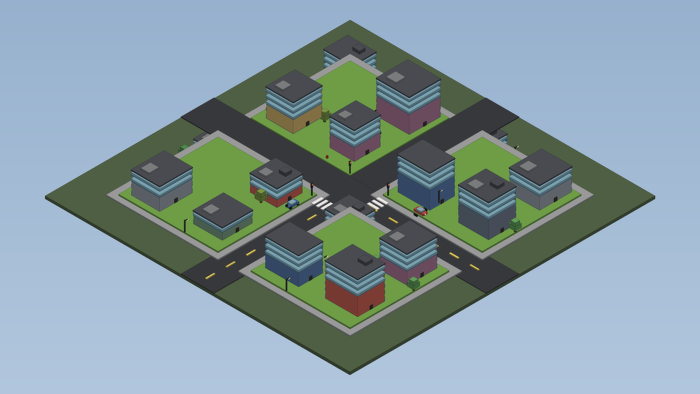 Low Poly City Map Town Street Buildings Kit preview 6