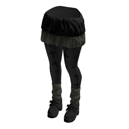  Emo Skirt Gothic Tights (Black Khaki)