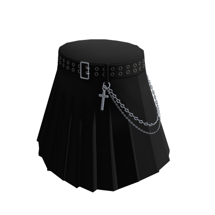 Black Pleated Emo Skirt w/ Chain thumbnail