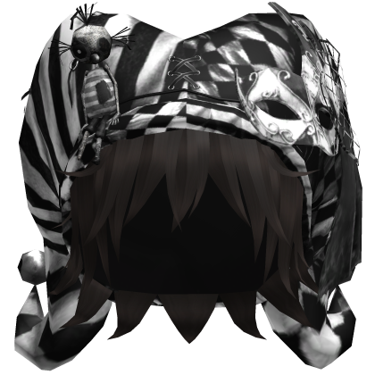 Black Gothic Circus Jester Hat w Brown Hair Roblox item