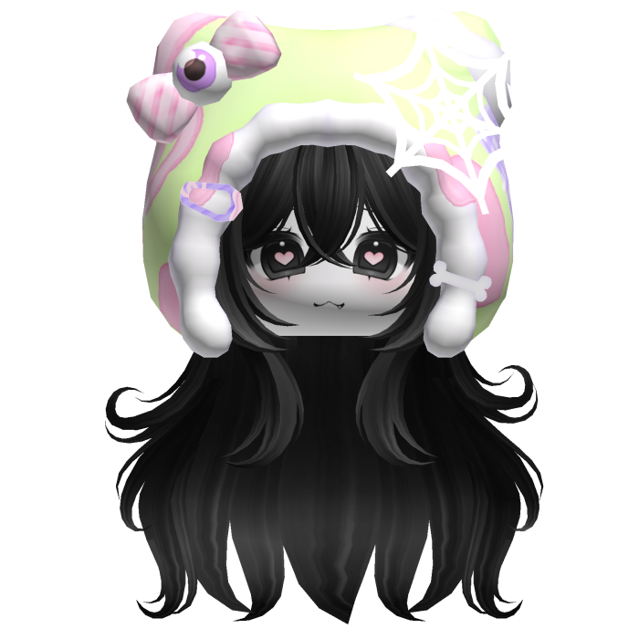 Kawaii Anime Hair w/ Pastel Goth Hood  (Black)