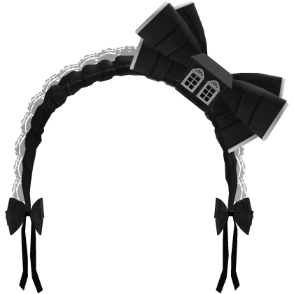 : Cute Black Dollhouse Bow Headband Bonnet ୨*୧ Roblox item
