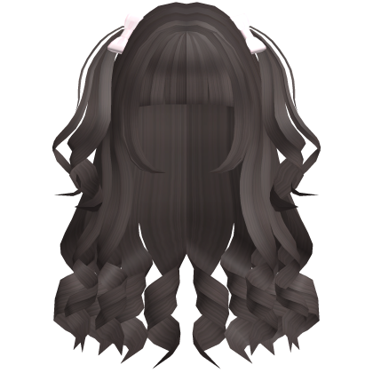  ♡ : dark brown pretty princess long curly hair  Roblox item