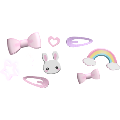 ノ♡ (glowing) cute rainbow decora bunny hairclips
