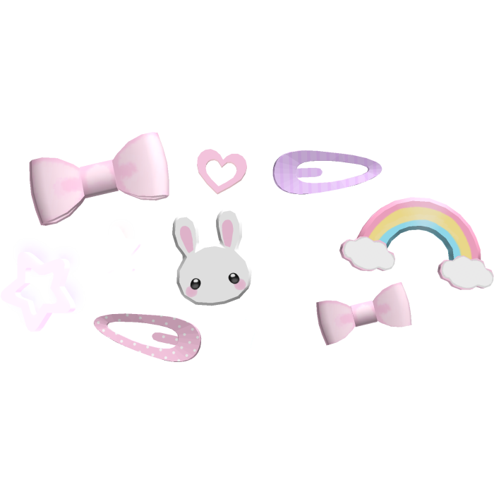 ノ♡ (glowing) cute rainbow decora bunny hairclips