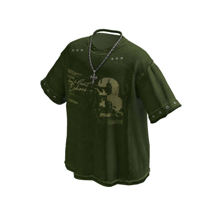 Y2K Streetwear Graphic Tee w/ Necklace (Green)