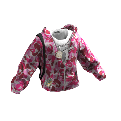 Pink BAPE Zip-Up Hoodie w/ Toy Chain