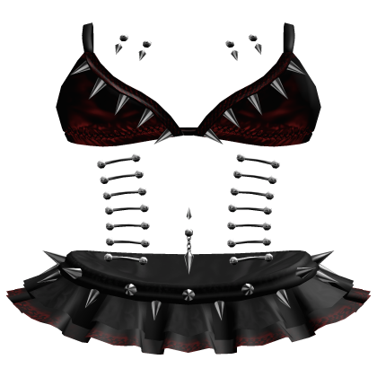 gothic vamp red dress with spikes & piercings 3.0 Roblox item
