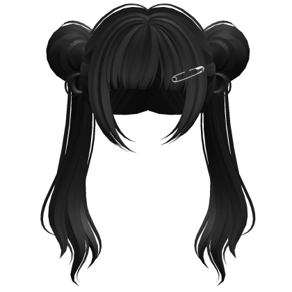 Long Anime Idol Twintails Black V2 w/ Safety Pin Roblox item