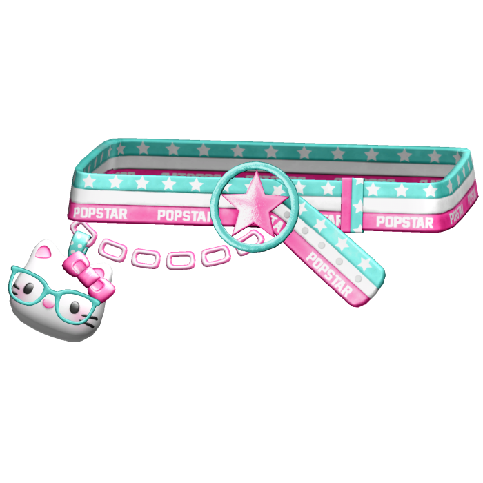 Amekaji Gyaru Harajuku Kitty Belt Teal Pink 1.0