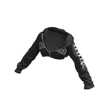 ✨ Black Y2K Cropped Zip Up Hoodie Ballet Core | Roblox Item