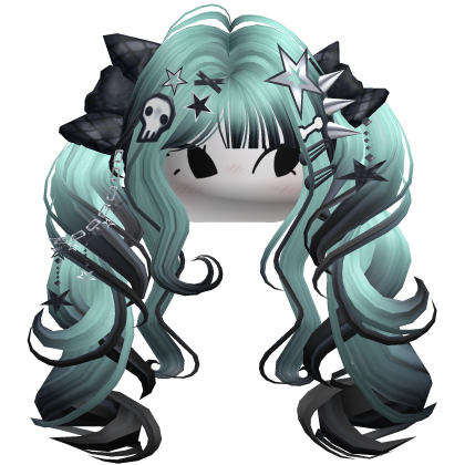 ♡ Scene Fluffy Gyaru Pigtails (Zombie Teal)