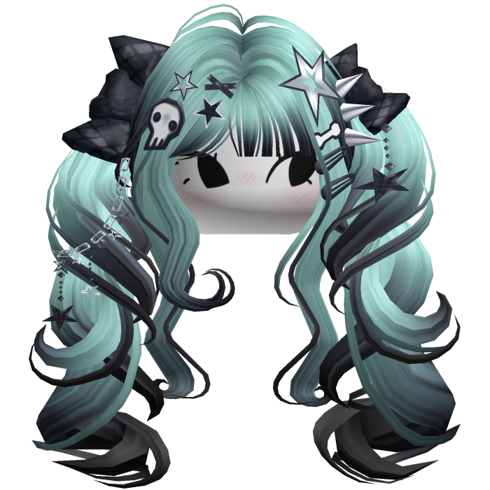 ♡ Scene Fluffy Gyaru Pigtails (Zombie Teal)