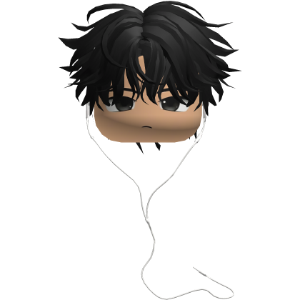 Fluffy Messy Emo Boy w Headphones (Black) Roblox item