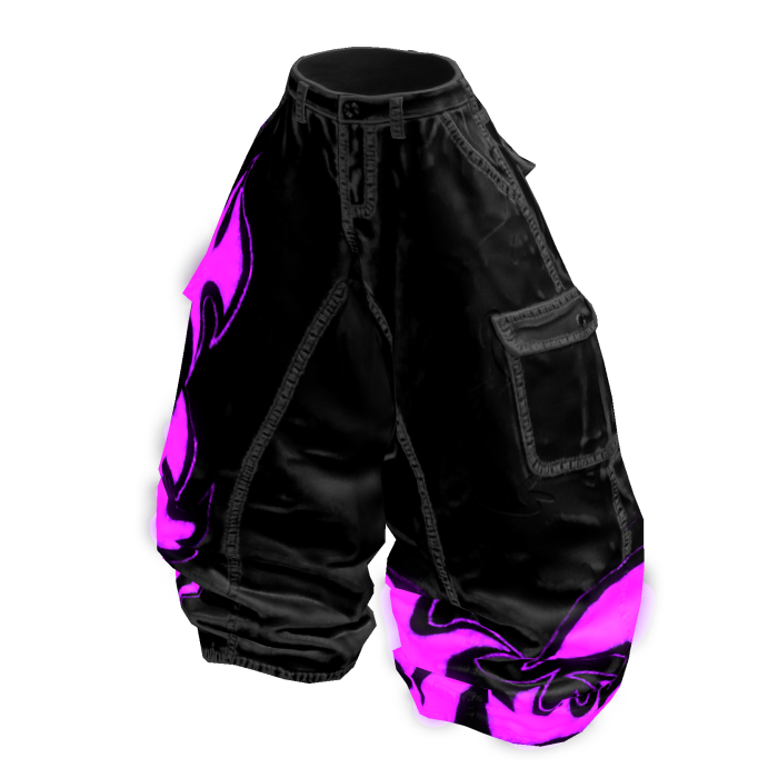 [GLOWING] Purple Flame Black Baggy Jeans Emissive