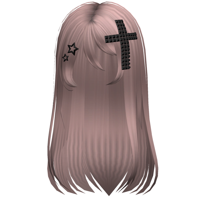 Emo Scene Long Hair w Cross Dusty Rose