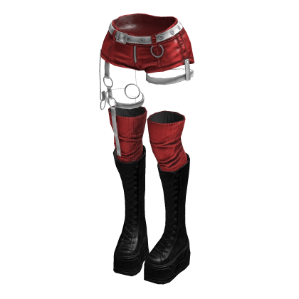 Gothic Emo Y2K Shorts boot straps (Red White)