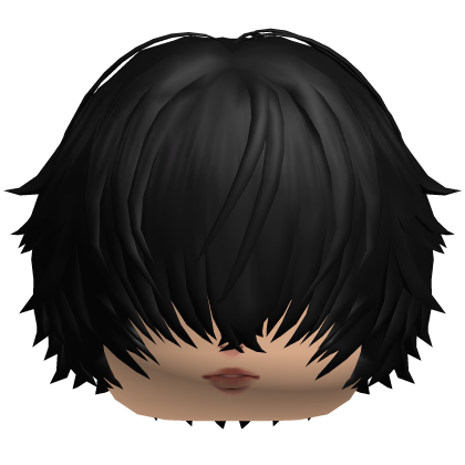 Shy Girl Emo Messy Black Hair