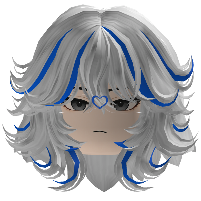 White Y2K Girl Hair Blue Streaks ANIMATED 