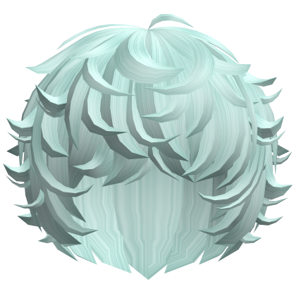 cute kawaii cyan messy swirly curly fluffy hair