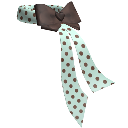 Mint Chocolate Polkadot Long Ribbon Necklace