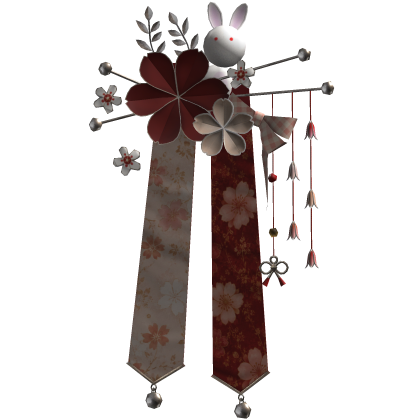 Red & Silver Sakura Japanese Flower Hairclip