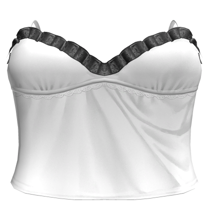 White & Black Satin Ruffle Babydoll Cami Roblox item