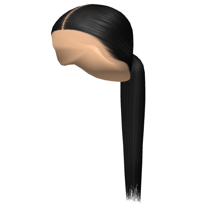 Sleek Low Middle Part Ponytail in Black