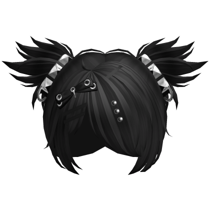 ♡ : grunge black rockstar spiky mini emo pigtails Roblox item