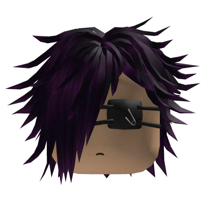 Messy Emo Hair w/ Eyepatch (Purple)