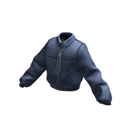 Midnight Blue Tie Detail Leather Jacket