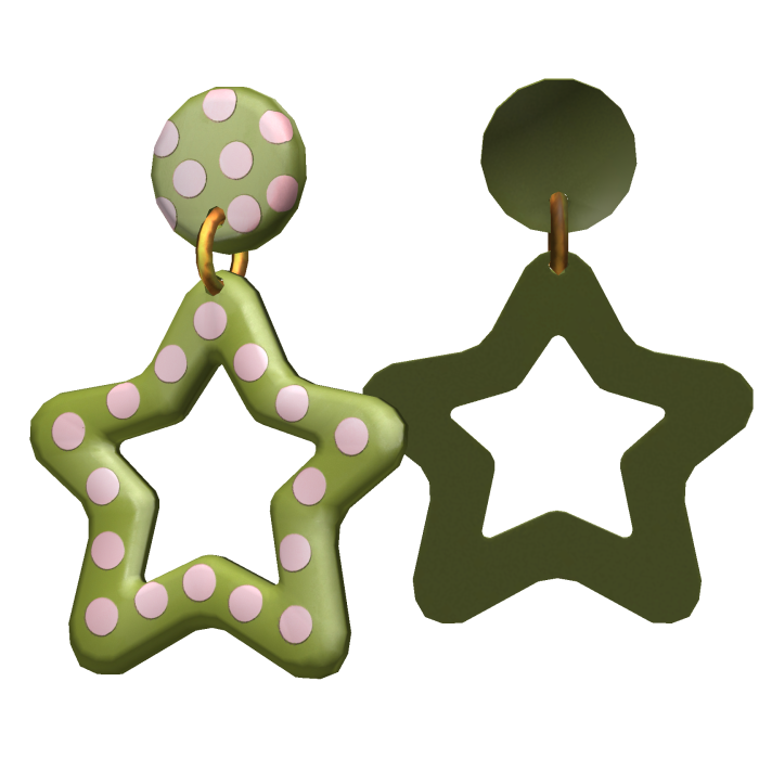 Star Polka Dot Earrings In Green
