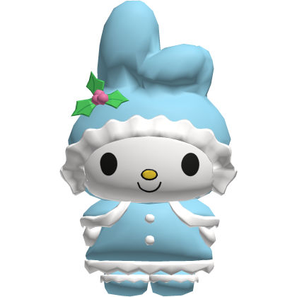 Blue Christmas My Melody Bunny Backpack Plush