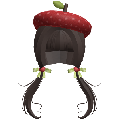 Dark Brown Wispy Heart Igari Apple Tails w Beret