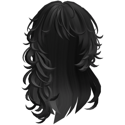 Long Messy Wavy Hair - Black Roblox item
