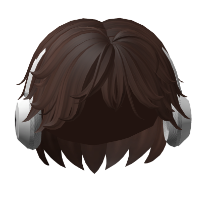 Cheap Fluffy Hair w/ Headphones (Brown) Roblox item