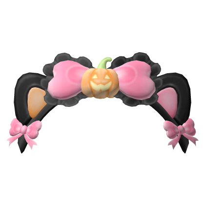 . ‿ ♡ spooky halloween pumpkin kitty headband  Roblox item