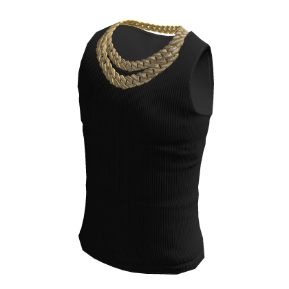 Black Tank Top w Double Iced Out Cuban Link thumbnail
