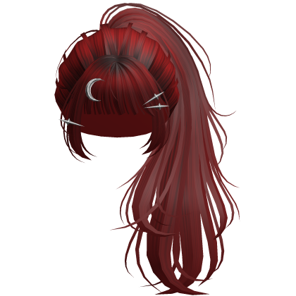 Red Flowy Lush Ponytail w/ Moon Pins Roblox item