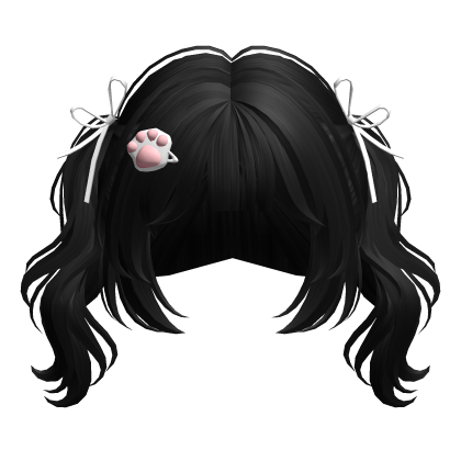 Cute Wavy Pigtails w/ Ribbons(Black) Roblox item