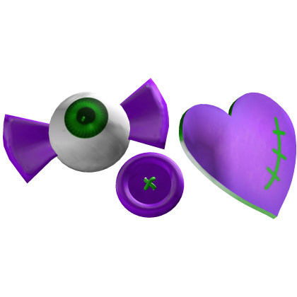 Purple Neon Green Button Eye Heart Clips Decora Roblox item