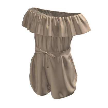 Beige Off Shoulder Romper